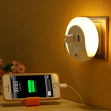 朗美科创意插电插座小夜灯 光控LED节能灯开关卧室床头感应灯USB