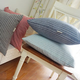 高档无印MUJI日式条纹素色简约文艺靠垫抱枕腰枕含芯办公室沙发床