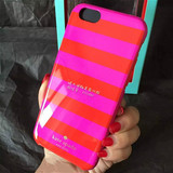【现货】美国代购正品kate spade粉色条纹手机壳iphone6/6s全包边