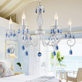 创意北欧简约铁艺蓝色地中海风格客厅餐厅灯欧式儿童卧室水晶吊灯