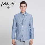 MR.H新款时尚两粒扣男士西装长袖修身西服后开叉外套商务正装西服