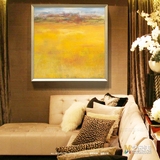 色块抽象纯手绘油画黄色调新品直销客厅背景墙玄关书房装饰挂画