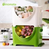 日本品牌厨房置物架蔬菜水果储物箱塑料收纳筐可叠加家居收纳盒