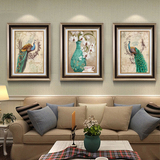 客厅装饰画现代简欧三联画沙发背景墙画美式壁画餐厅挂画富贵孔雀