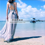 2106夏季海边旅游度假必备性感露背交叉沙滩裙波西米亚长裙显瘦仙