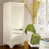 地中海风格实木衣柜简约现代白色单门衣橱柜儿童卧室收纳储物空间