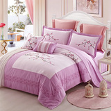 公主床上四件套纯棉双人1.8 2.0m全棉秋冬韩式风被单被套床单紫色