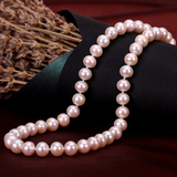 凯欣珍珠 特价 9-10mm近正圆强光天然淡水珍珠项链正品女 送妈妈