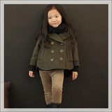 韩国童装呢子大衣女童毛呢外套加厚中大童秋冬季双排扣棉衣羊毛潮