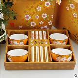 陶瓷碗餐具套装 韩式釉中彩手绘碗筷礼盒 创意结婚礼物商务礼品