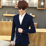 新款韩版男修身小西装长袖 时尚男西服绅士商务男青年外套单西潮