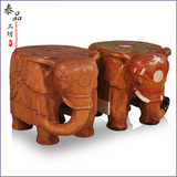 泰国木雕大象凳子全实木大象换鞋凳彩色原木象凳招财摆件彩绘家