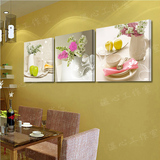 餐厅饭店水晶膜壁画装饰画客厅卧室现代无框画三联画挂画静物水果