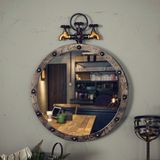 美式复古铁艺洗漱化妆镜子壁挂墙饰创意家居软装咖啡厅墙面装饰品