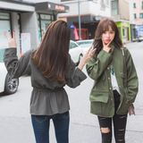 2016春秋季韩国女装新款修身短外套宽松学生军工装多口袋上衣夹克