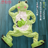 青蛙法兰绒女家居服连体动物睡衣卡通青蛙情侣秋冬季长袖套装珊瑚