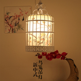 新中式鸟笼子吊灯 阳台走廊过道复古led灯具仿古铁艺手绘创意灯饰