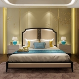 新中式双人床 简约现代中式实木床 1.8米卧室套房婚床 样板房家具