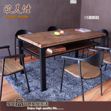 铁艺小户型新款咖啡厅桌椅复古家具餐厅饭店实木快餐桌椅组合原木