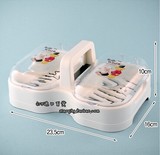 韩国进口 手提皂盒 手提双皂盒 双格 沥水 带盖 小熊 肥皂盒 大号
