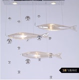 现代简约小鱼造型水晶吊灯时尚LED店面装饰工程吊灯客厅餐厅吊灯
