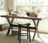 餐桌椅美式乡村铁木茶几组合大型会议办公桌防锈做旧泡茶绘画台桌
