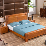 简约现代特价促销实木床榆木床厚重款双人床1.5米1.8米婚床特价