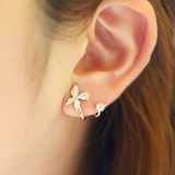 韩国同款饰品耳钉气质S925银针女蝴蝶耳钉防过敏钢针女耳环 甜美