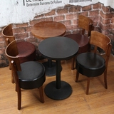 直销复古咖啡西餐快餐厅奶茶甜品店酒吧休闲原木餐桌椅实木小圆桌