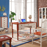 欧美实木书桌简约实木电脑桌写字台小书桌书架组合办公学习桌