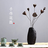 日式粗陶插花花器 复古创意手工陶瓷花瓶客厅摆件 多肉花器