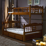 中式宜家简约金丝楠木双层上下床纯全实木儿童床带抽屉实木子母床