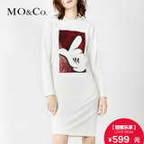 MO&Co.珠片绣卡通米奇手势圆领中长T恤连衣裙MA161SKT43 moco