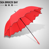 海风湾 直杆自动新娘伞大红色雨伞直柄伞晴雨伞结婚用伞女长柄伞