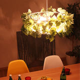 北欧宜家小鸟花园创意简约创意铁艺鸟笼绿色植物圆形吊灯餐厅食店