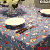 []莺集 日式复古美式花鸟餐桌布 茶几桌布西餐桌布布艺定制