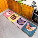 现代创意个性卡通猫咪厨房长条家用床边地毯卧室可爱地垫防滑脚垫