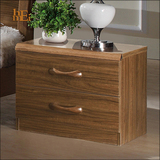 胡桃木色虎斑木实木床头柜中式实木床头柜 现代中式床边柜宜家