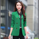 2016秋装韩版新款女装双排扣长袖时尚修身显瘦风衣短款外套上衣
