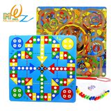 ZSFD木丸子 木质飞行棋组合磁性双面游戏玩具 儿童益智力桌游木制