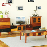 香木语 美式乡村彩色客厅套装电视柜茶几组合收纳柜 实木家具桌几