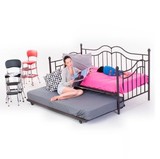 欧式简约公主铁艺床坐卧两用沙发床1.8米宜家多功能儿童床带护栏