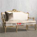 法式布艺沙发椅 美式实木雕花双人沙发椅 欧式奢华实木家具定制