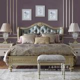 美式实木床1.5 公主床1.8双人床金色做旧雕花床北欧简美卧室家具