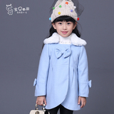 宝贝e族童装韩版女童2015冬装新款大童加厚毛呢外套儿童呢子大衣