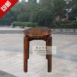 碳化木椅子实木凳火烧木小圆凳换鞋凳餐椅防腐木茶凳庭院户外桌椅