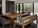 美式乡村简约现代实木餐桌椅组合北欧复古实木办公桌会议桌咖啡桌