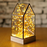 梦想家火树银花实木玻璃罩夜灯北欧风LED装饰台灯创意生日礼物