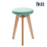 北欧实木小圆凳子 简约时尚创意梳妆凳家用成人布艺皮餐凳换鞋凳