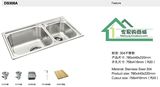管安装普乐美厨房洗菜盆加厚304不锈钢双槽套餐洗菜池水槽DS308A